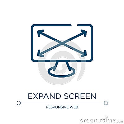 Expand screen icon. Linear vector illustration from responsive web collection. Outline expand screen icon vector. Thin line symbol Vector Illustration