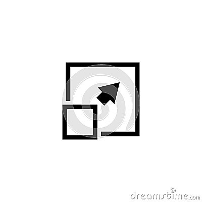 Expand Screen Resolution, Zoom-in, Resize. Flat Vector Icon illustration. Simple black symbol on white background Vector Illustration