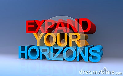 expand your horizons on blue Stock Photo