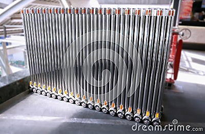 Expandable Fence for Public Transportation Station Stock Photo