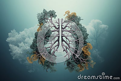 Expandable Lungs nature. Generate Ai Stock Photo