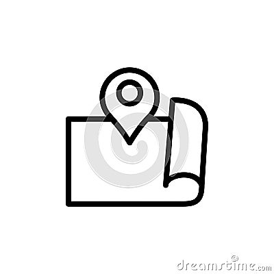 expanded map with pin icon. Element of navigation for mobile concept and web apps. Thin line expanded map with pin icon can be Stock Photo