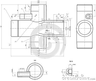 Expanded sketch of different engineering elements Vector Illustration
