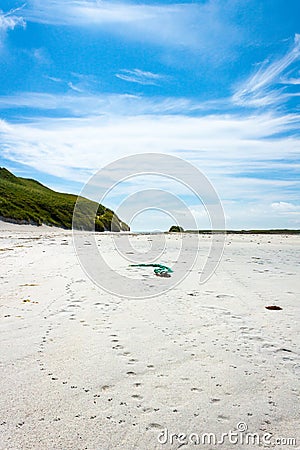 Tracks in Sand. Cata Sand, Sanday, Orkney, Scotland Stock Photo
