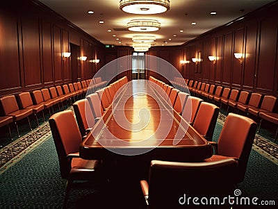 Empty conference room with organized seating Stock Photo