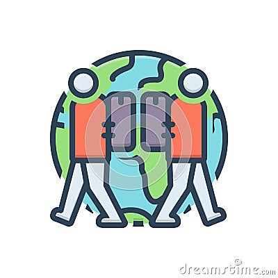 Color illustration icon for Expat, expatriate and migrant Cartoon Illustration