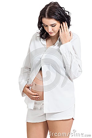 Expectant mother bonding with her unborn child Stock Photo