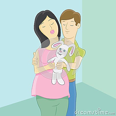 Expectant Mother and Father Vector Illustration