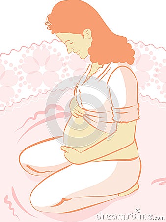 Expectant Mother holding her belly Stock Photo