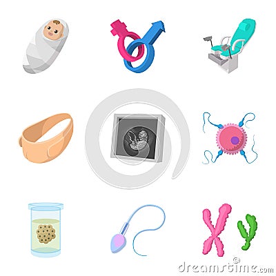 Expectant mother icons set, cartoon style Cartoon Illustration