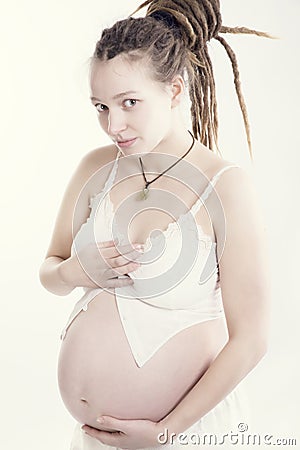 Expectation. Beauty Of Pregnant Woman Stock Photo