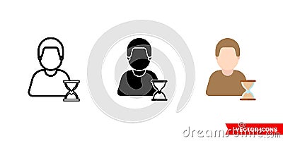 Expectation waiting icon of 3 types color, black and white, outline. Isolated vector sign symbol Stock Photo
