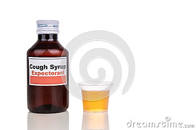 Expectorant cough mixture is prescribed as medication for chesty cough Stock Photo