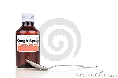 Expectorant cough mixture is prescribed as medication for chesty cough Stock Photo