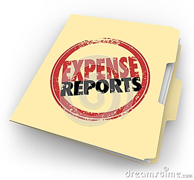 Expense Report Stamp Manila Folder Receipts Documents Stock Photo