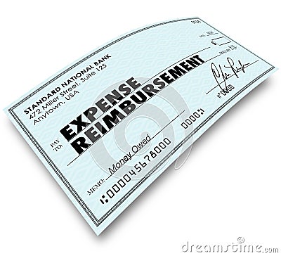 Expense Report Words on Check Reimbursement Payment Stock Photo