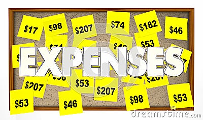 Expenses Costs Track Spending Sticky Notes Stock Photo