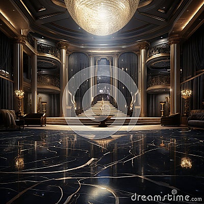 expensive designer royal interior with exclusive luxury elements Cartoon Illustration