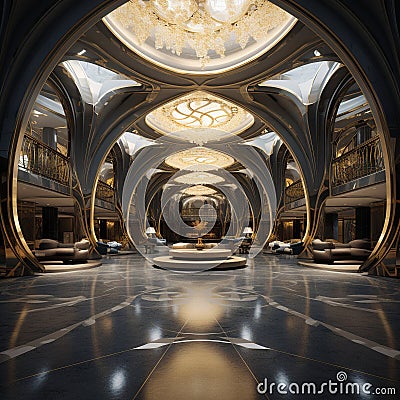 expensive designer royal interior with exclusive luxury elements Cartoon Illustration