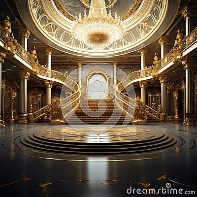 expensive designer royal interior with exclusive luxury elements Cartoon Illustration
