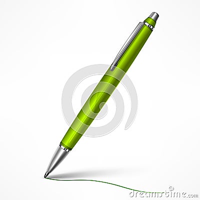 Expensive green tilt pen on white Vector Illustration