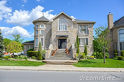 Expensive houses in summer, Montreal Editorial Stock Photo