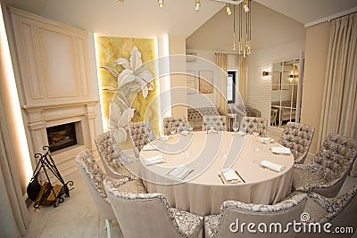 Expensive interior of a banquet hall Stock Photo