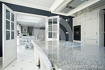 Expensive kitchen with marble worktop Stock Photo