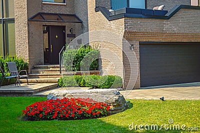 Expensive modern house with huge windows Stock Photo