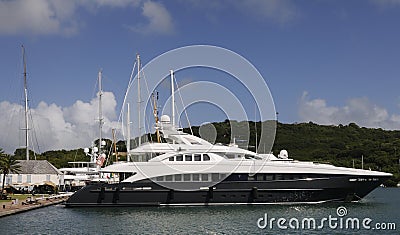 Expensive Yacht Docked Stock Photo