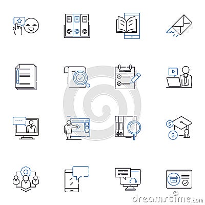 Experience accumulation line icons collection. Growth, Progress, Learning, Mastery, Development, Expertise, Skill vector Vector Illustration