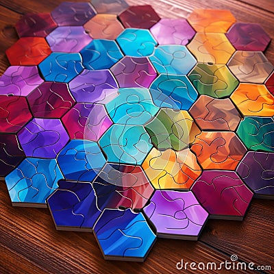 Abstract Hexagonal Puzzle Artwork Stock Photo