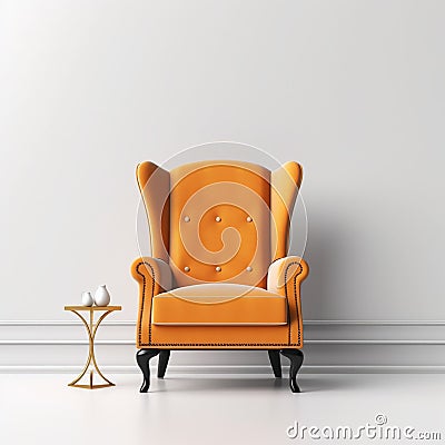 Orange Wingback Chair Stock Photo