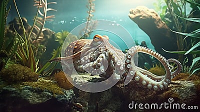 Photo Realistic High Definition Octopus Aquarium Stock Photo