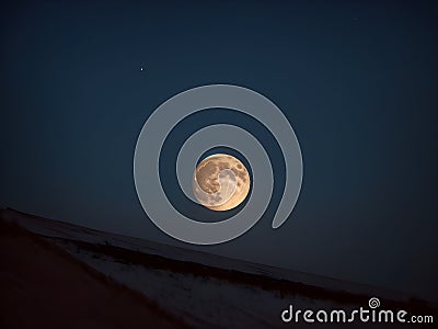 Celestial Symphony: Full Moon Dance in the Night Sky Stock Photo