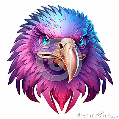 Explore the majesty of eagles in this lifelike pink, violet, and blue portrait - a must-see for wildlife and nature enthusiasts. Stock Photo