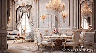 Elegant Minimalism: Exquisite 3D Model of a Luxurious Living Room with Minimalistic Design and Artistic Accents Stock Photo