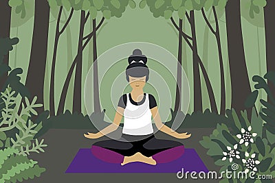 Shinrin Yoku forest bathing illustration vector Vector Illustration