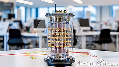 Experience the Future, a Small Quantum Computer Inside a Hi-Tech Office, Generative AI Stock Photo