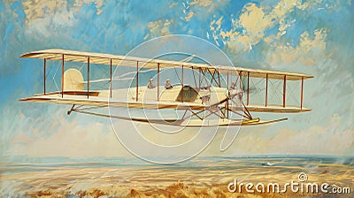 Pioneering Flight: Wright Brothers' Historic Journey in 1903 Stock Photo
