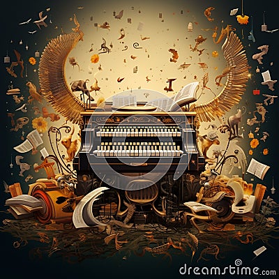 Antique Symphonies: Unleashing Creativity through Keys Stock Photo