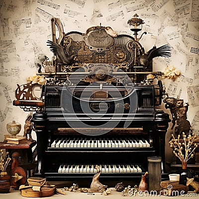 Antique Symphonies: Unleashing Creativity through Keys Stock Photo