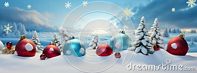 Magical Winter Wonderland: A Festive Christmas Scene in the Snow with the Sno! Stock Photo