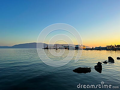 Vlore's Adriatic Blaze: Sunsets that Stir the Soul Stock Photo