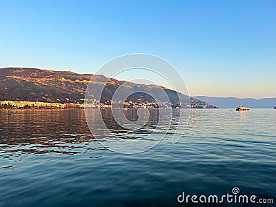 Vlore's Adriatic Blaze: Sunsets that Stir the Soul Stock Photo