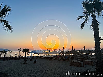 Vlore's Adriatic Blaze: Sunsets that Stir the Soul Stock Photo