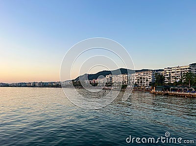 Vlore's Adriatic Blaze: Sunsets that Stir the Soul Stock Photo