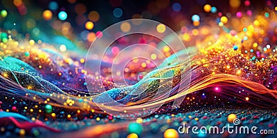 Abstract Visualization of a Dynamic Data Stream A Macro Perspective on Particle Flow in a Futuristic Technology Stock Photo