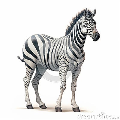 Zebra In The Last Unicorn: Full Body On White Stock Photo