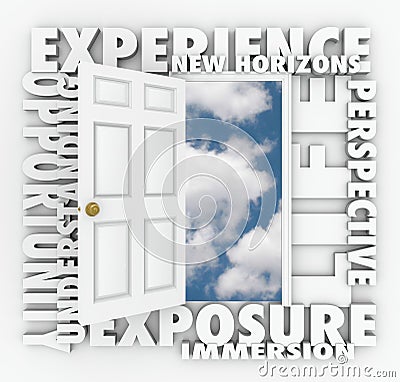 Experience New Horizons Door Opens Leading to Opportunity Stock Photo